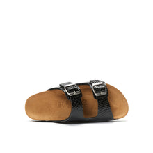 Load image into Gallery viewer, Black two-strap sandals ALBERTO made with eco-leather
