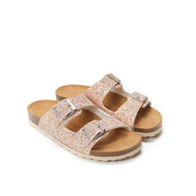 Load image into Gallery viewer, Red two-strap sandals ALBERTO made with glitter
