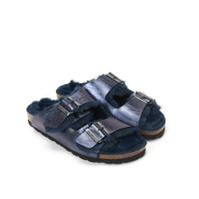 Load image into Gallery viewer, Navy two-strap sandals ALBERTO made with eco-leather
