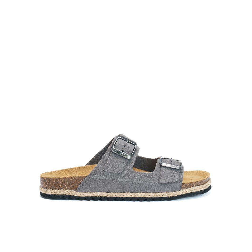 Grey two-straps ALBERTO made with suede leather