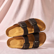 Load image into Gallery viewer, Dark Brown two-straps ALBERTO made with oiled leather
