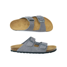 Charger l&#39;image dans la galerie, Grey two-straps ALBERTO made with suede leather
