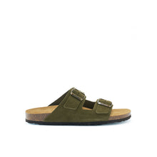 Load image into Gallery viewer, Moss Green two-straps ALBERTO made with suede leather
