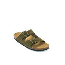 Load image into Gallery viewer, Moss Green two-straps ALBERTO made with suede leather
