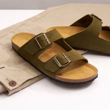 Load image into Gallery viewer, Moss Green two-straps ALBERTO made with suede leather
