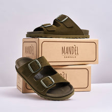 Carica l&#39;immagine nel visualizzatore di Gallery, Moss Green two-straps ANA made with suede leather
