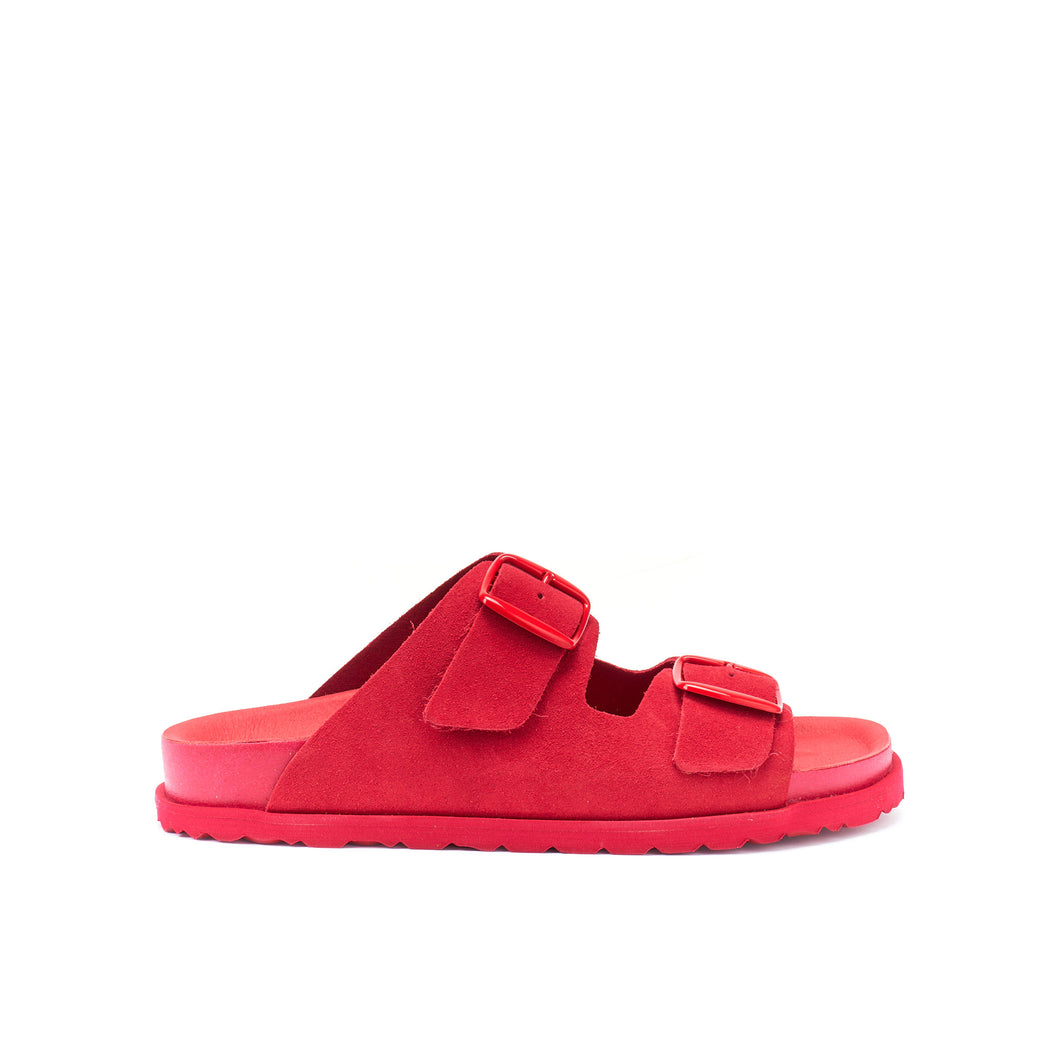 Red two-straps ANA made with suede leather