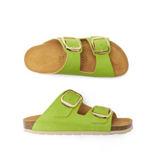 Carica l&#39;immagine nel visualizzatore di Gallery, Green Tea two-straps ALBERTO BIG BUCKLE made with eco-leather
