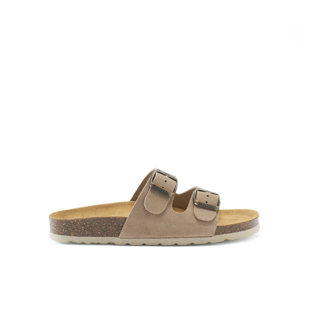 Taupe two-straps GEMA made with suede leather