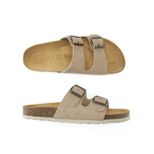 Load image into Gallery viewer, Taupe two-straps GEMA made with suede leather
