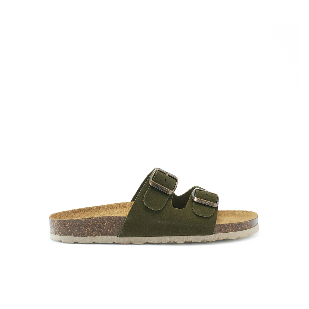 Moss Green two-straps GEMA made with suede leather