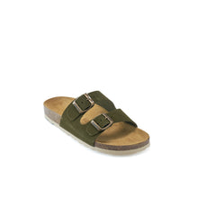 Load image into Gallery viewer, Moss Green two-straps GEMA made with suede leather
