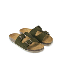 Load image into Gallery viewer, Moss Green two-straps GEMA made with suede leather
