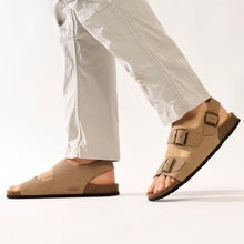 Load image into Gallery viewer, Taupe sandals CARLOS made with suede leather
