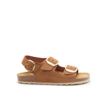 Load image into Gallery viewer, Cognac Brown sandals CARLOS BIG BUCKLE made with eco-leather
