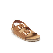 Load image into Gallery viewer, Cognac Brown sandals CARLOS BIG BUCKLE made with eco-leather
