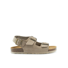 Charger l&#39;image dans la galerie, Taupe sandals CARLOS BIG BUCKLE made with nubuck leather
