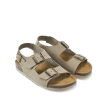 Charger l&#39;image dans la galerie, Taupe sandals CARLOS BIG BUCKLE made with nubuck leather
