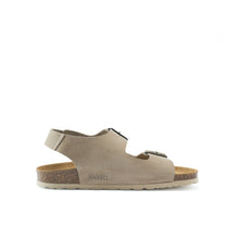 Charger l&#39;image dans la galerie, Taupe sandals CARLOS BIG BUCKLE made with nubuck leather
