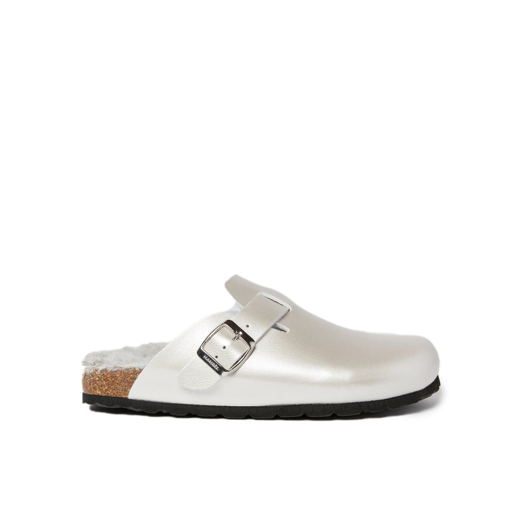 Silver sabot clogs NOE made with eco-leather