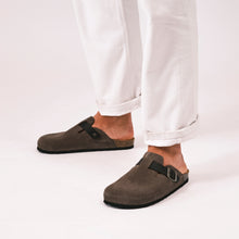 Load image into Gallery viewer, Grey sabot clogs NOE made with nubuck leather
