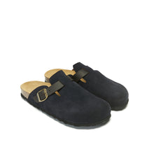 Load image into Gallery viewer, Navy sabot clogs NOE made with nubuck leather
