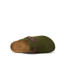 Carica l&#39;immagine nel visualizzatore di Gallery, Moss Green sabot clogs NOE made with suede leather
