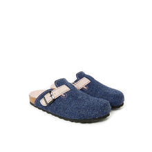 Load image into Gallery viewer, Navy sabot clogs NOE made with felt
