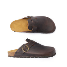 Load image into Gallery viewer, Dark Brown sabot clogs NOE made with oiled leather
