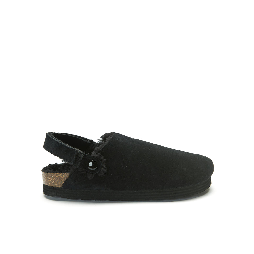 Black sabot clogs ADAM made with leather suede