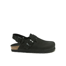 Charger l&#39;image dans la galerie, Black sabot clogs OSCAR made with nubuck leather
