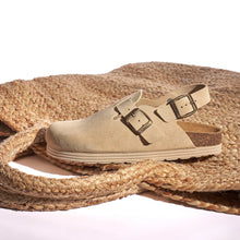 Load image into Gallery viewer, Beige sabot clogs OSCAR made with nubuck leather
