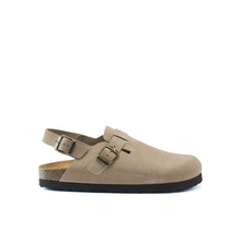 Load image into Gallery viewer, Taupe sabot clogs OSCAR made with suede leather
