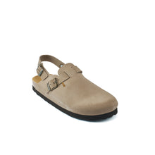 Load image into Gallery viewer, Taupe sabot clogs OSCAR made with suede leather
