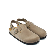 Load image into Gallery viewer, Taupe sabot clogs OSCAR made with suede leather
