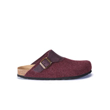 Load image into Gallery viewer, Bordeaux sabot clogs ALMA made with felt and leather
