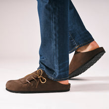 Load image into Gallery viewer, Dark Brown sabot clogs ESTER made with nubuck leather
