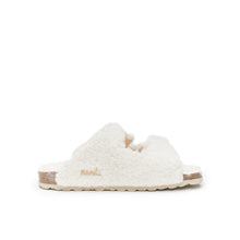 Load image into Gallery viewer, Creamy two-strap sabot ALBERTO made with faux fur
