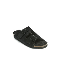 Load image into Gallery viewer, Black two-straps ALBERTO made with leather suede
