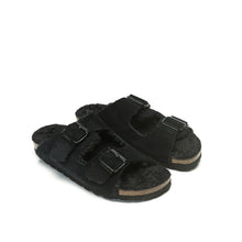 Load image into Gallery viewer, Black two-straps ALBERTO made with leather suede
