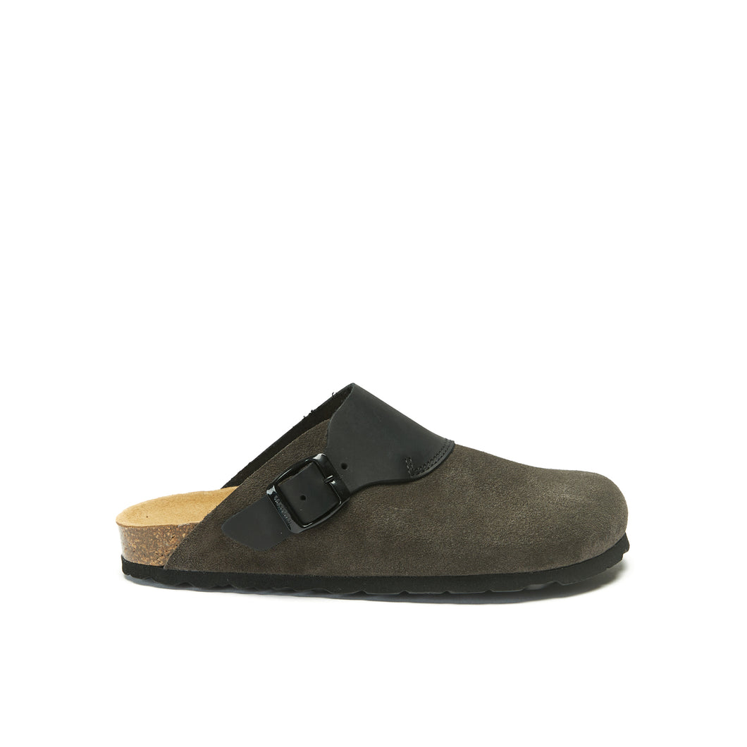 Grey sabot clogs DIA made with leather suede and oiled