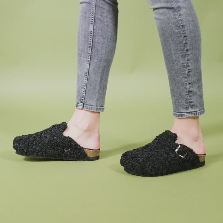 Black sabot clogs NOE made with textile