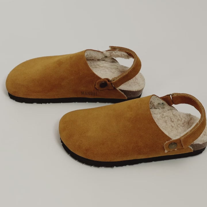 Brown sabot clogs ADAM made with suede leather