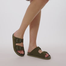 Load and play video in Gallery viewer, Moss Green two-straps ANA made with suede leather
