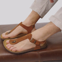 Load and play video in Gallery viewer, Chestnuts sandals LEON made with suede leather
